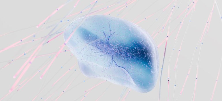 a 3D rendering of a neural network