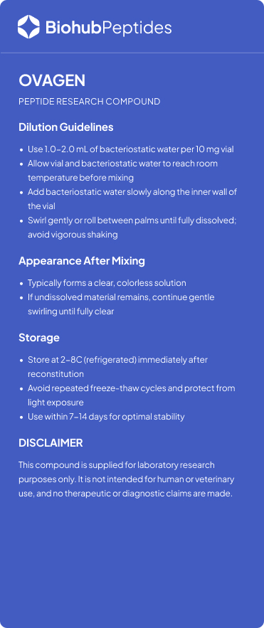 an info card for OVAGEN