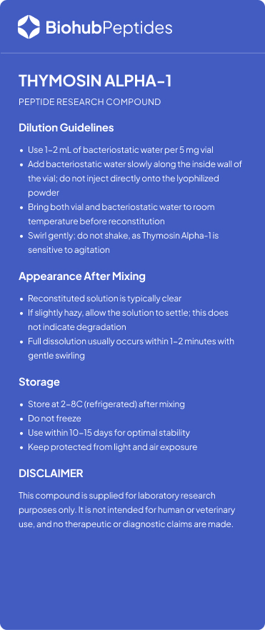 an info card for THYMOSIN ALPHA-1